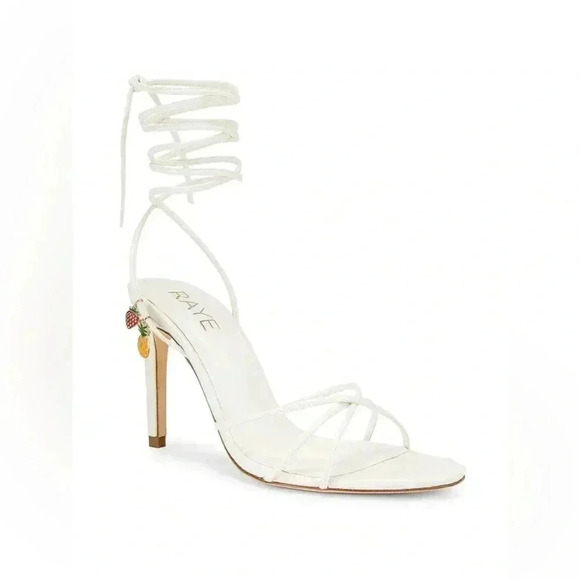 RAYE Shoes - RAYE Trinket Strappy Lace Up Fruit Charm Heels in White x Revolve